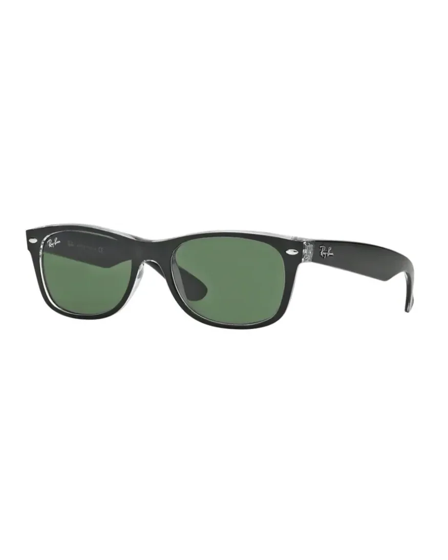 Lunettes de soleil Ray-Ban New Wayfarer RB2132 carré noir verres vert