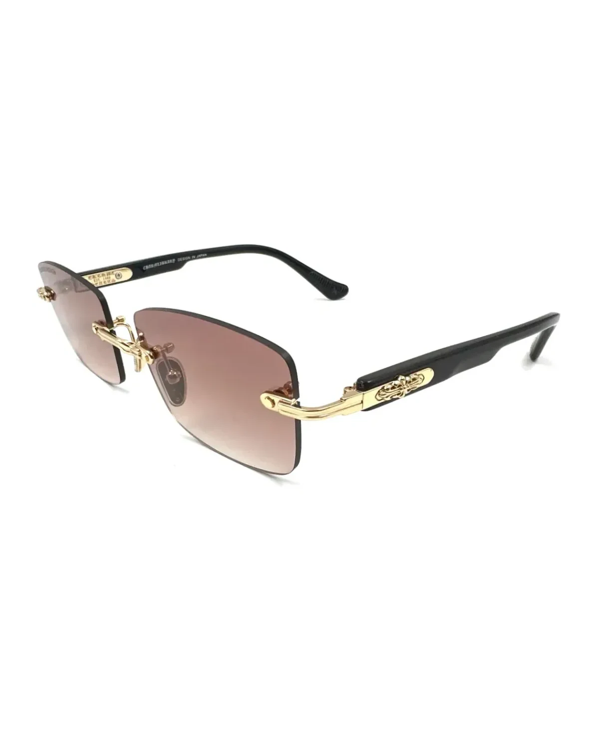 Lunettes de soleil Chrome Hearts Deep II rectangle acétate marron