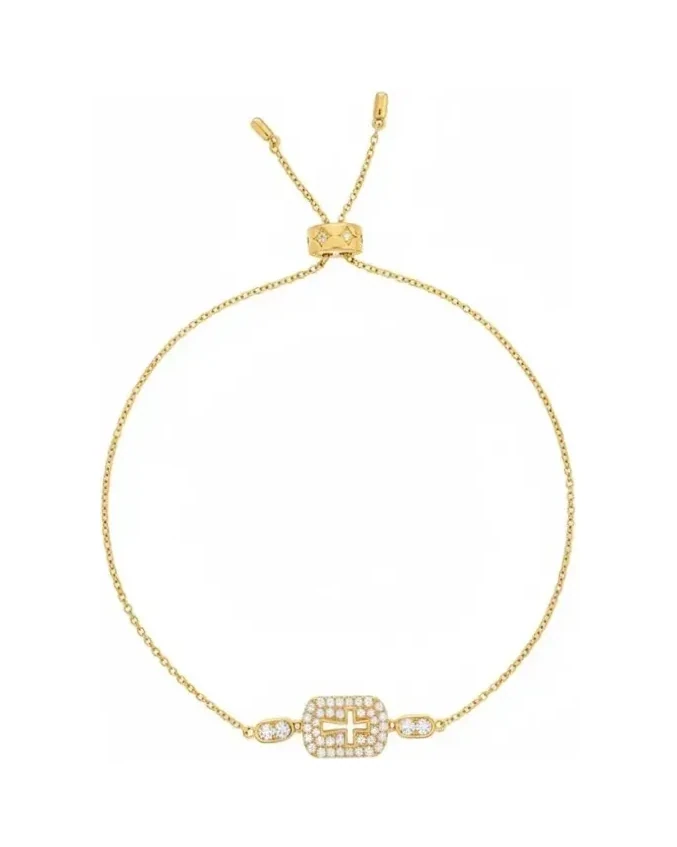 Bracelet APM Monaco ajustable médaille plaqué or zirconiums