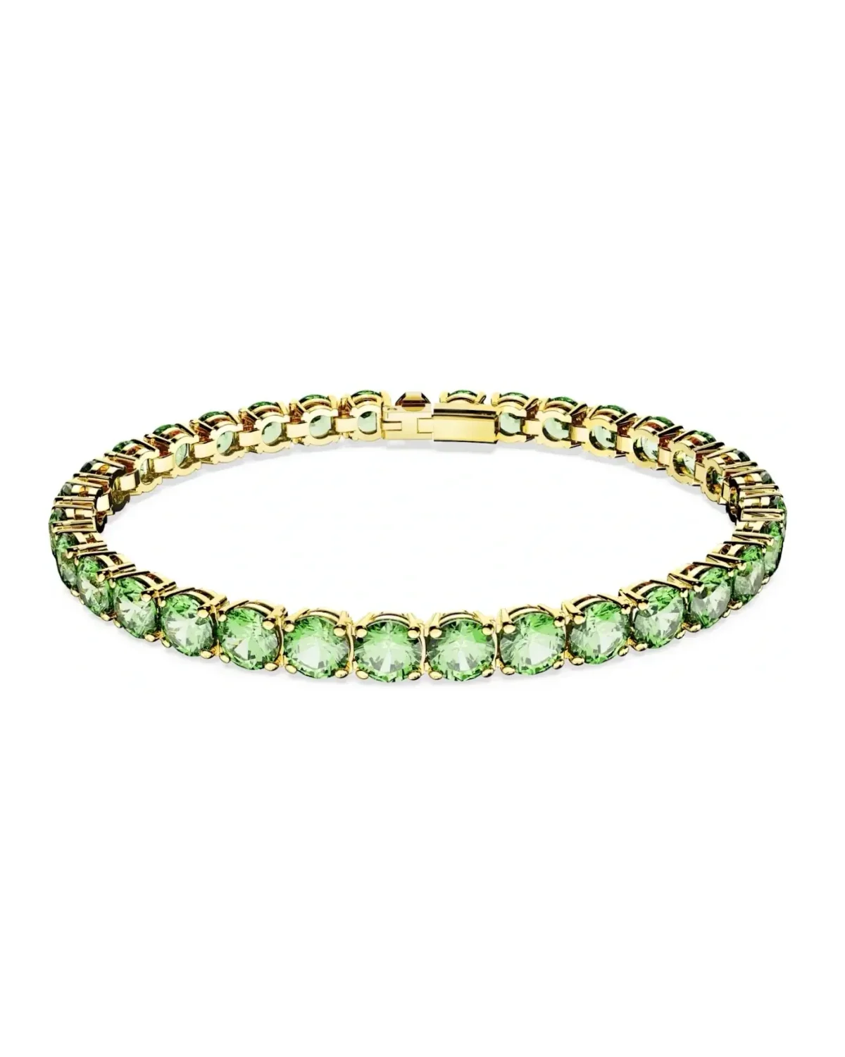 Bracelet Swarovski Matrix Tennis cristal vert métal doré femme
