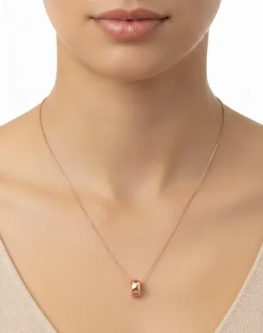 Collier APM Monaco ajustable - Pendentif anneau or rose — vue 2